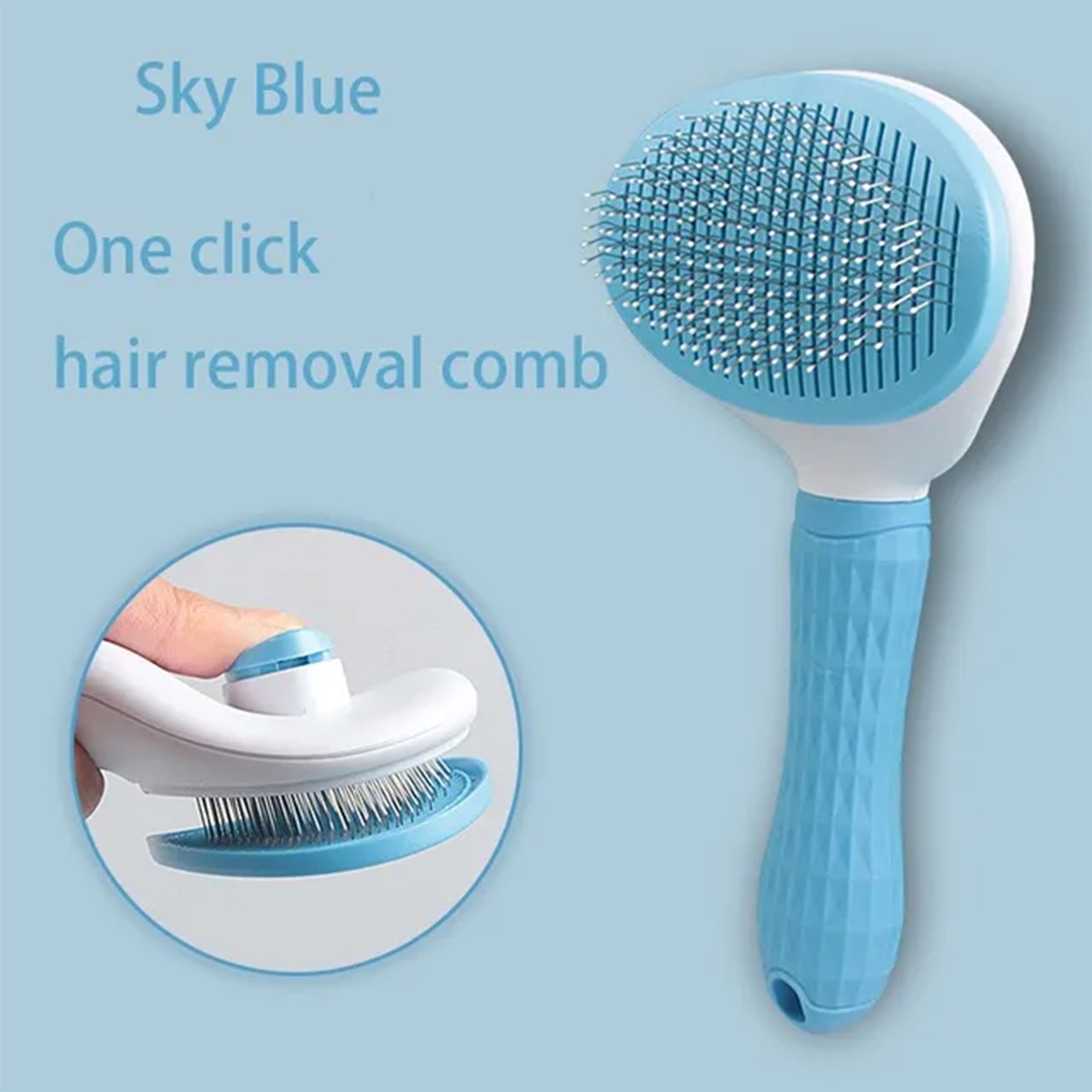 Multi-Purpose Pet Grooming Brush with soft bristles and ergonomic handle, designed for effective hair removal and gentle grooming for dogs and cats.